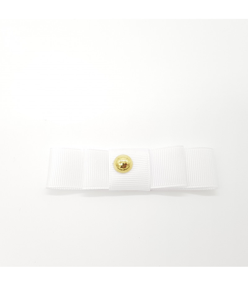 Altın Renk Düğme Desenli Grogren Kurdela Süsleme Beyaz