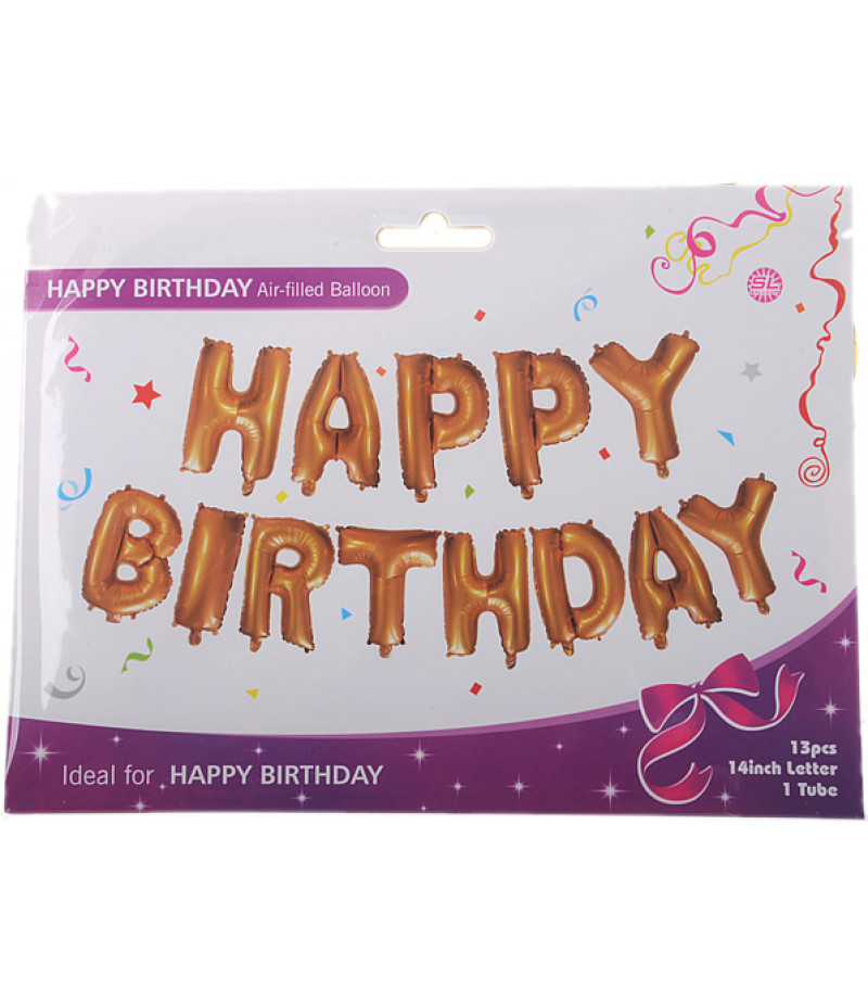 Altın Renkli Happy Birthday Yazılı Folyo Balonlar