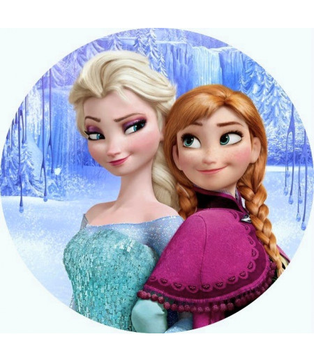 Anna,Elsa Yuvarlak Gofret Kağıdı İle Baskı