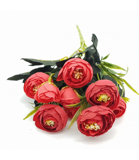 Dekoratif Yapay Çiçek Gül Buketi Kırmızı