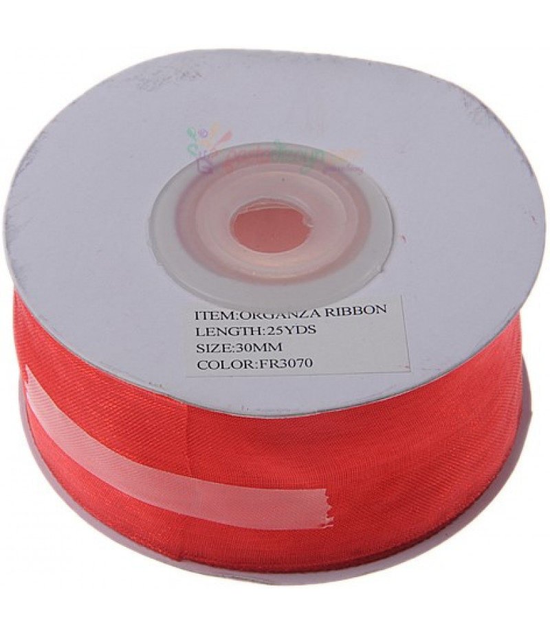 Kırmızı Renk 3cm Organze Kurdela,25m