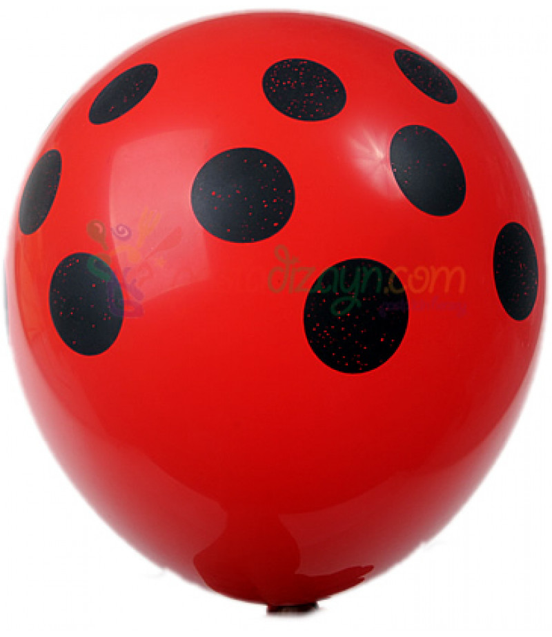 Kırmızı,Siyah Puantiyeli Balon Seti,12 Adet
