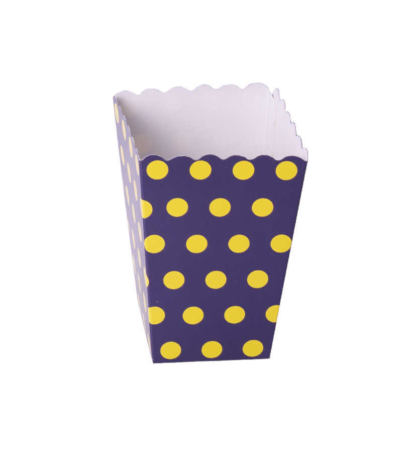 Lacivert Sarı Puantiyeli Popcorn Kovası,10 lu