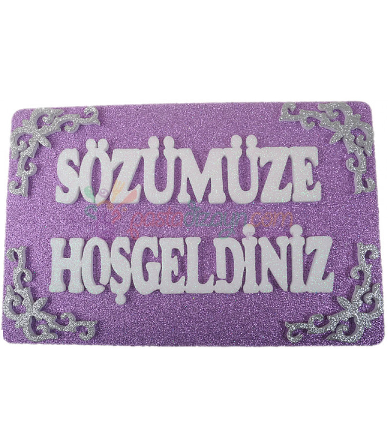 Lila Sözümüze Hoşgeldiniz Strafor Kapı Süsü