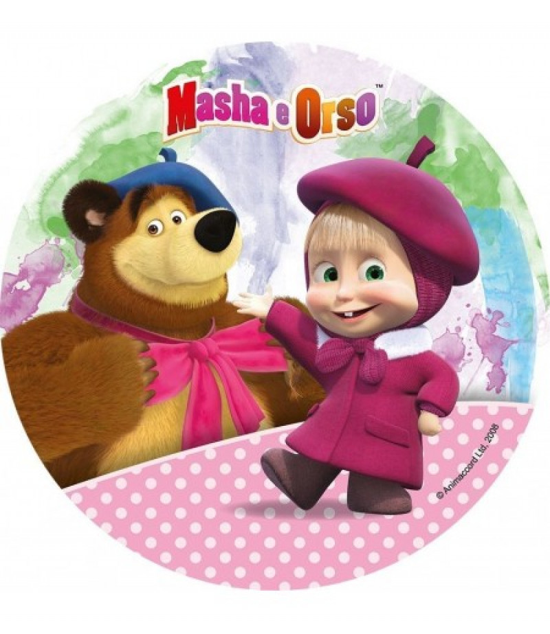 Masha And The Bear Yuvarlak Gofret Kağıdı ile Baskı