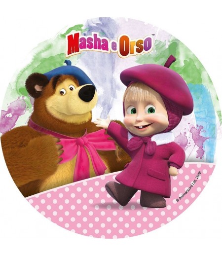 Masha And The Bear Yuvarlak Şeker Hamuru Kağıdı ile Baskı