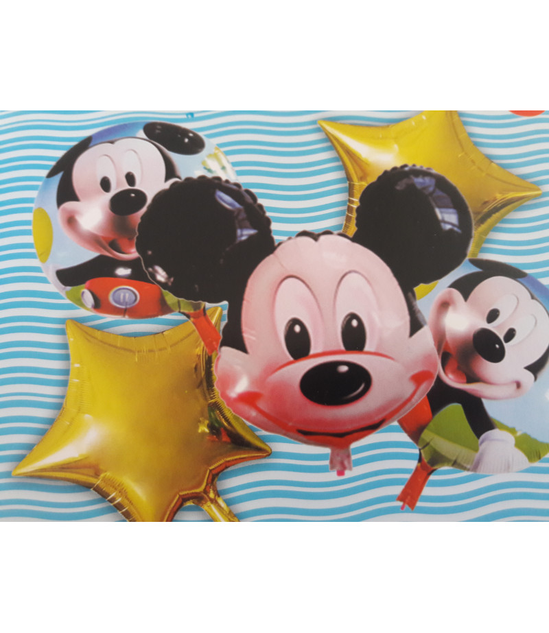 Mickey Mouse Altın Yıldız Desenli 5 Li Balon Seti  Siyah 