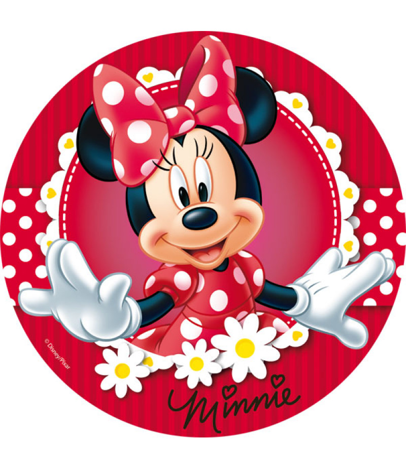 Minnie Mouse Yuvarlak Şeker Hamuru Kağıdı İle Baskı