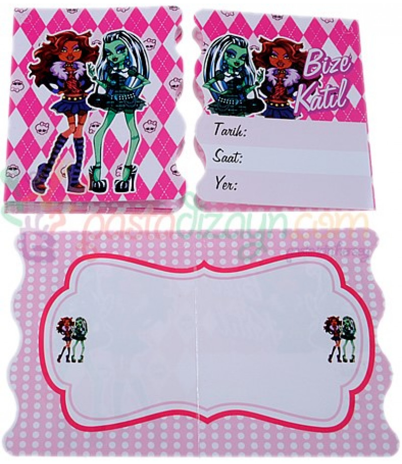 Monster High Temalı Davetiyeler,10 Adet