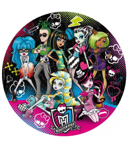 Monster High Yuvarlak Gofret Kağıdı İle Baskı