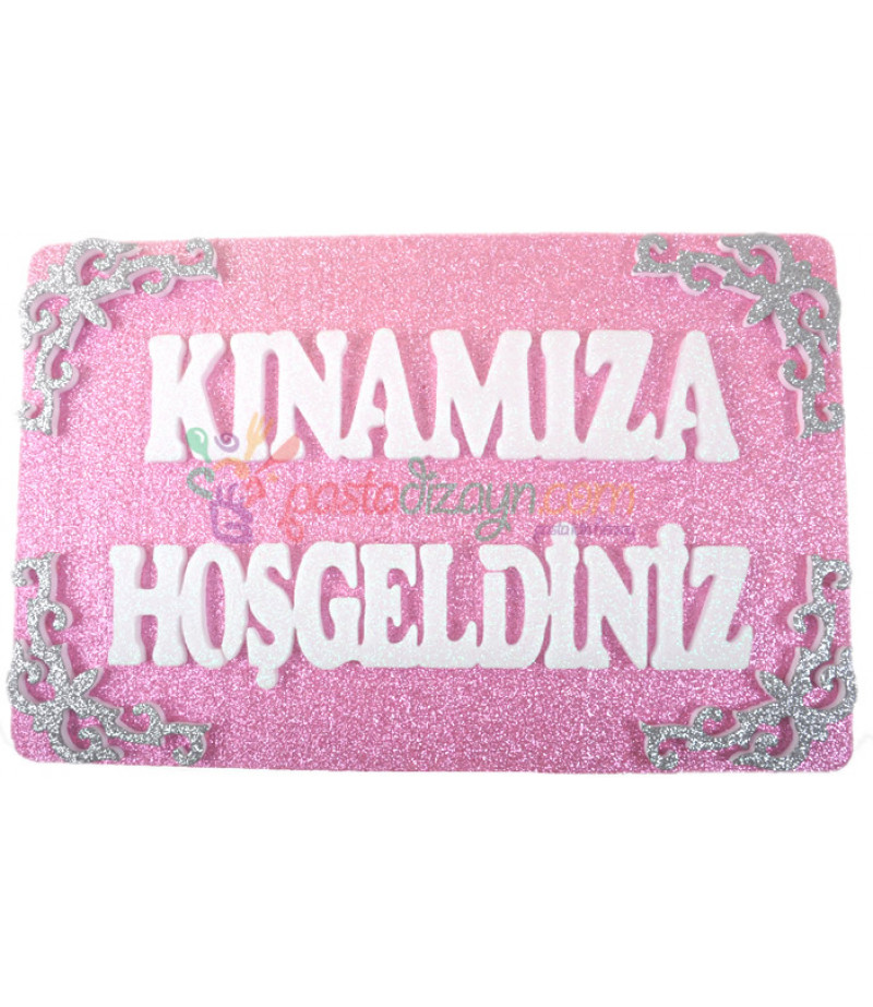 Pembe Kınamıza Hoşgeldiniz Strafor Kapı Süsü