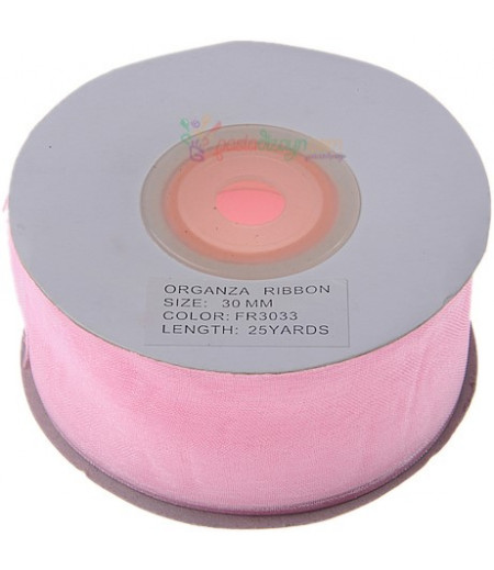 Pembe Renk 3cm Organze Kurdela,25m