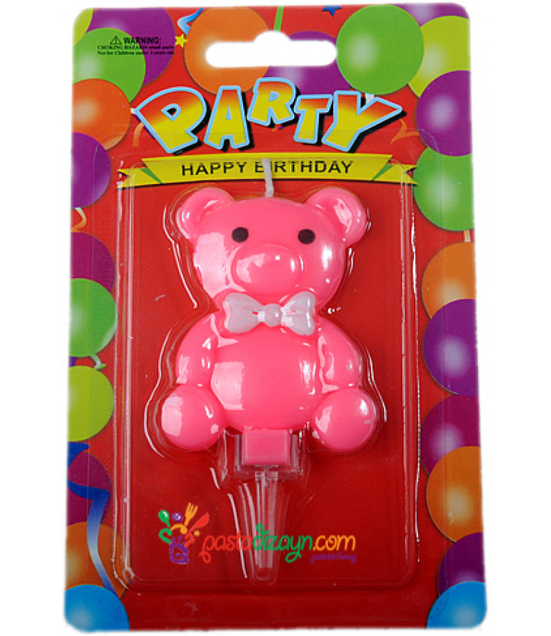 Pembe Renk Ayıcık Şekilli Mum