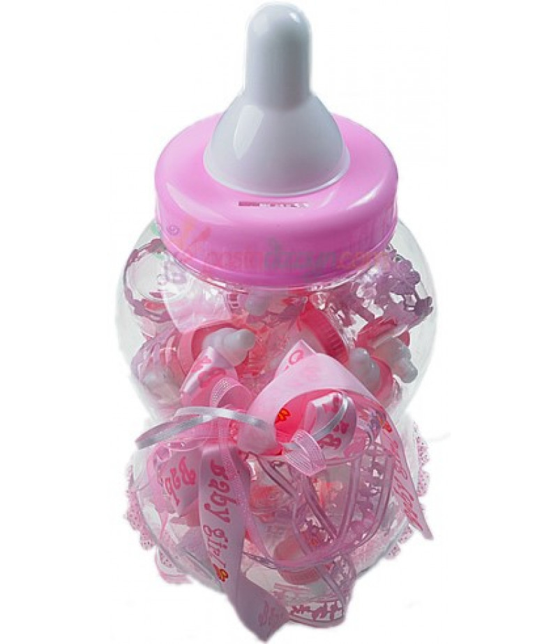 Pembe Renk Biberon Şeker,Sunum Şişesi Bebek Süsleri