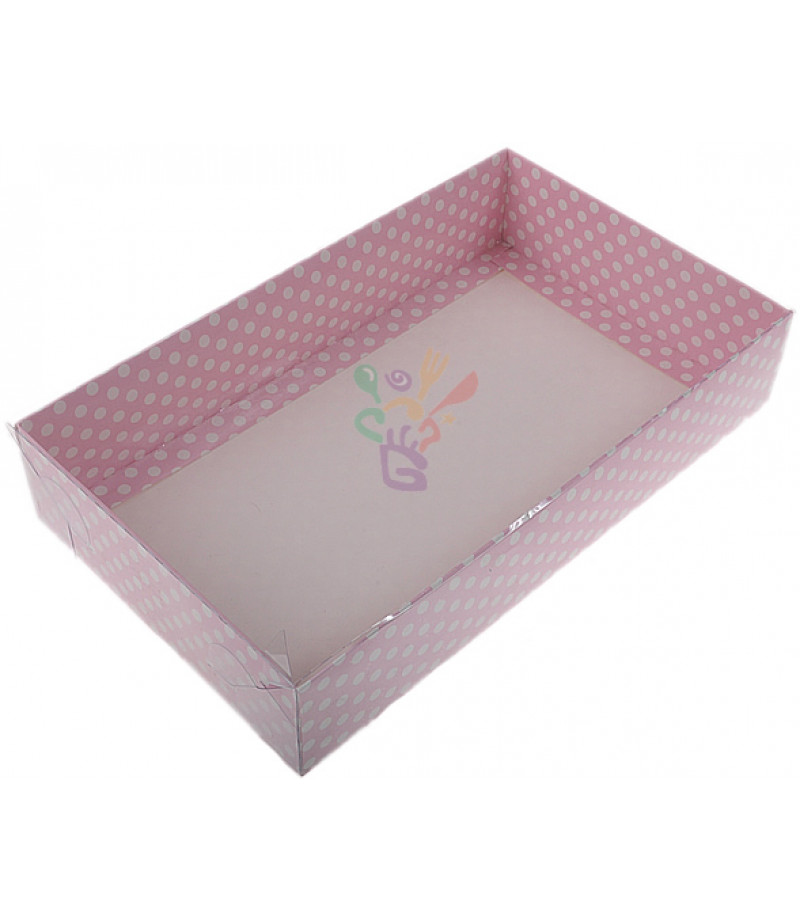 Pembe Renk Puantiyeli Asetat Kutular,15x25x5cm,Adet
