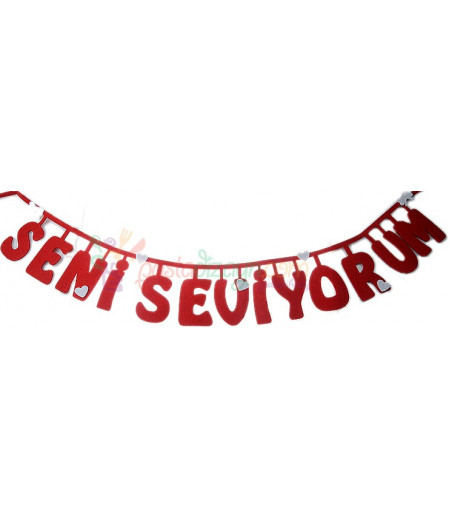 Seni Seviyorum Yazılı  Uzun Keçe Yazı