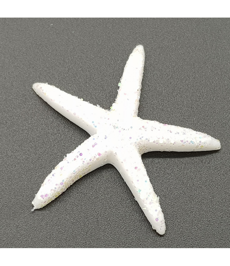 Simli Deniz Yıldızı Desenli Küçük Süsleme Beyaz