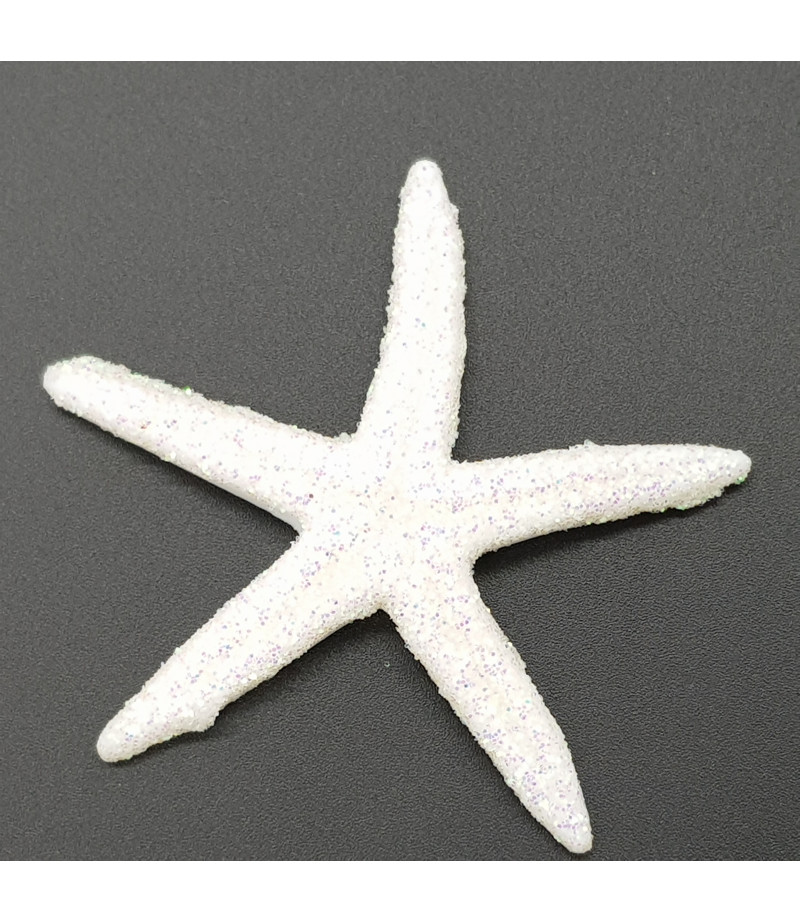 Simli Deniz Yıldızı Desenli Süsleme Beyaz