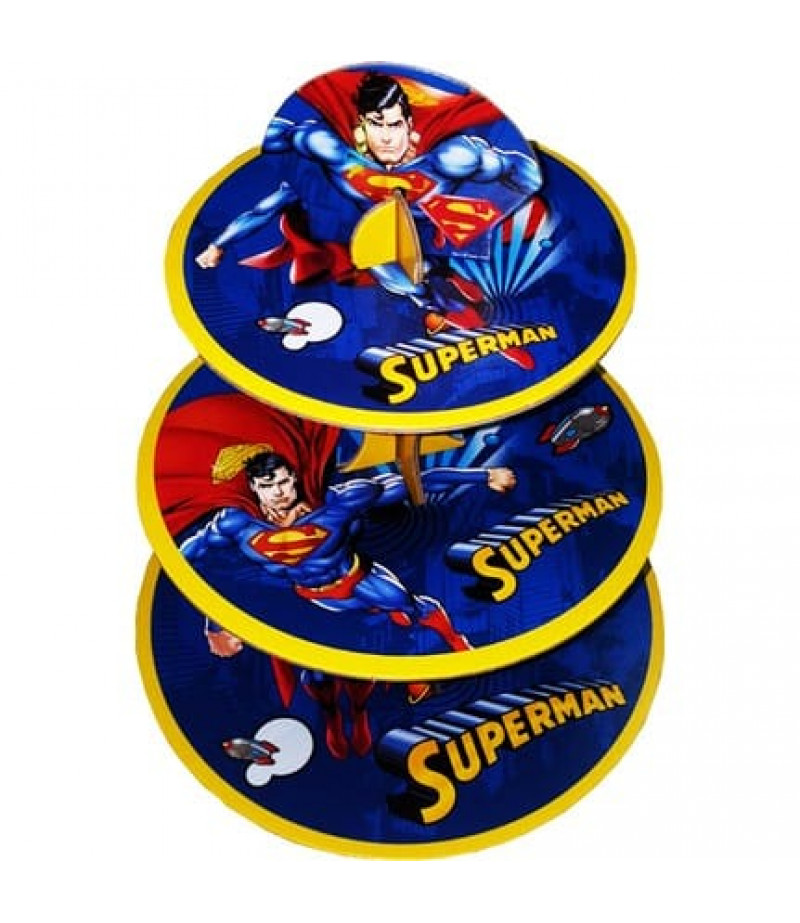 Superman Görselli 3 Katlı Kek Standı