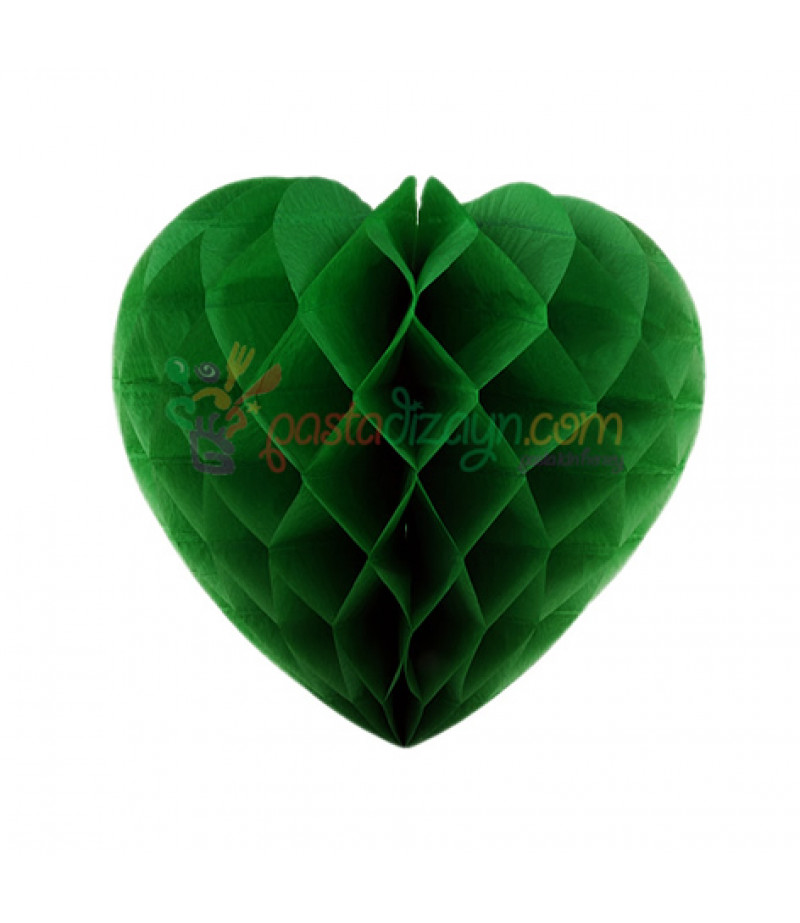 Yeşil Renk Kalpli Petek Parti Süslemesi,15cm